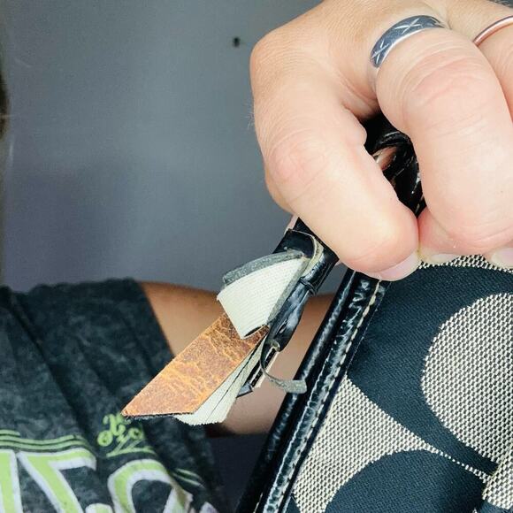 COACH Black Grey C Monogramed Shoulder Purse Crossbody Hand Bag - Picture 13 of 13